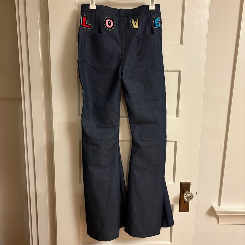 Jayli Denim Flare Jeans with Vibrant Patch